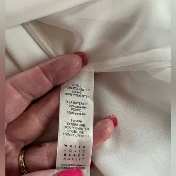 White House Black Market Bell Sleeve Flowy Rich White Blouse Women’s Size 8 - Picture 16 of 16